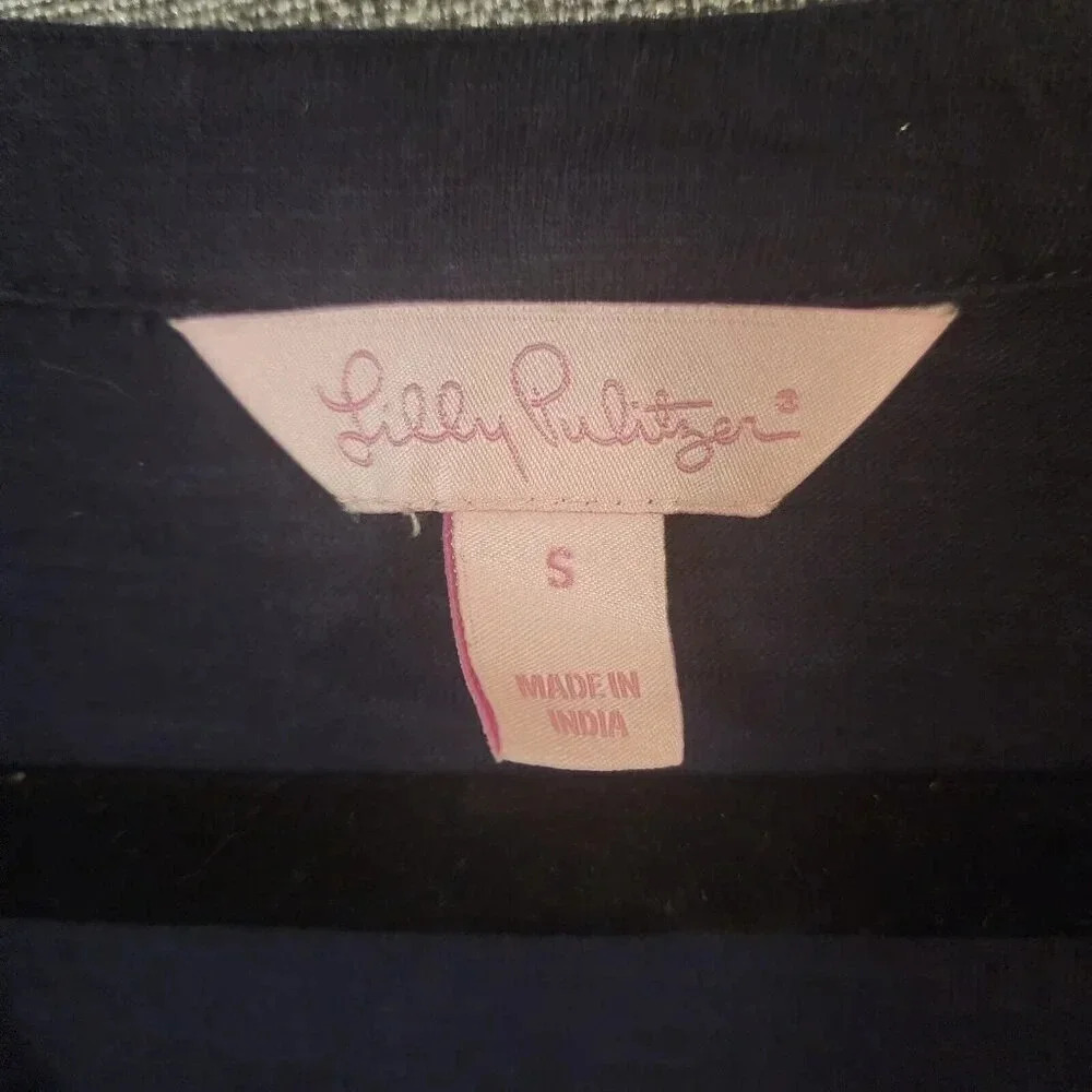 Lilly Pulitzer Mini Dress Women's Small Navy Ruffle Stretchy V-Neck Sleeveless - Picture 5 of 7